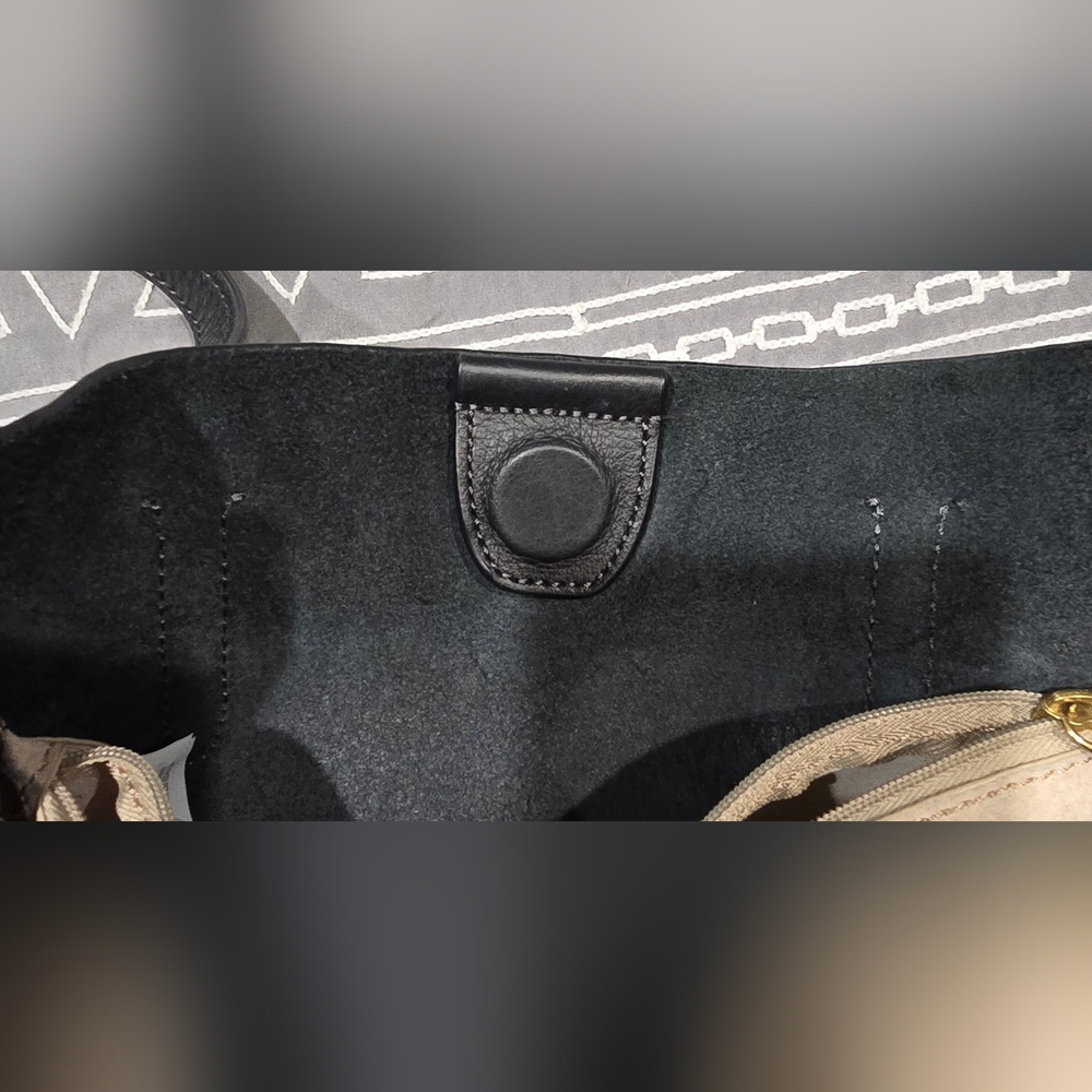 J.Crew Signet Black Pebbled Leather Tote Bag - Picture 9 of 10